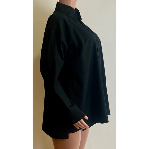 Eskandar Shirt Sz 1 / S Black Cotton Button Up Collared Oversized Blouse Tunic - Picture 2 of 11